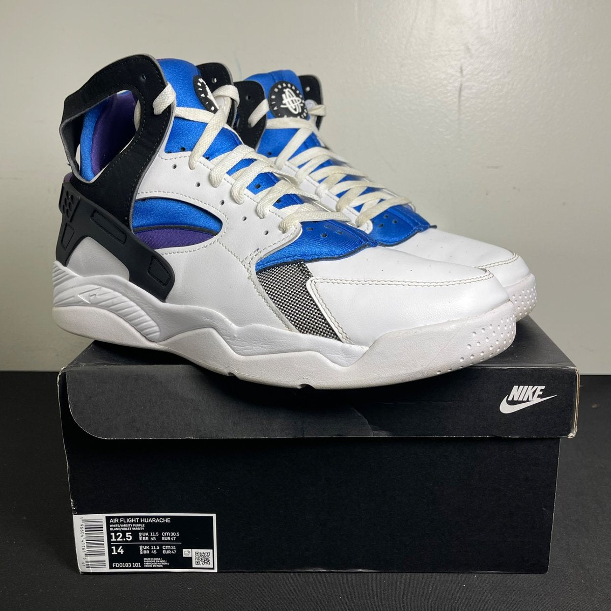 Nike Air Flight Huarache OG White Varsity Purple (2023) (Size 12.5) - aux
