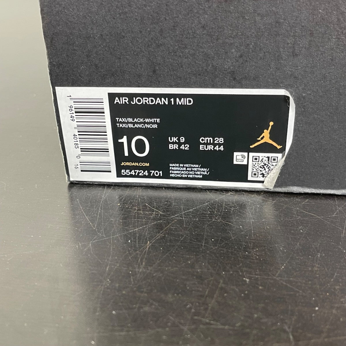 Jordan 1 Mid Taxi 10 (Moderately Worn Pre-Owned)JordanTaxi/White-Black - Image 7