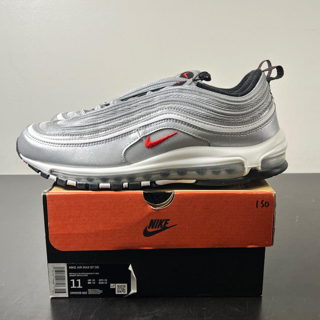 Nike Air Max 97 OG Silver Bullet (2022) 11 (Lightly Worn Pre-Owned)NikeMetallic Silver/University Red-Black-White - Image 3