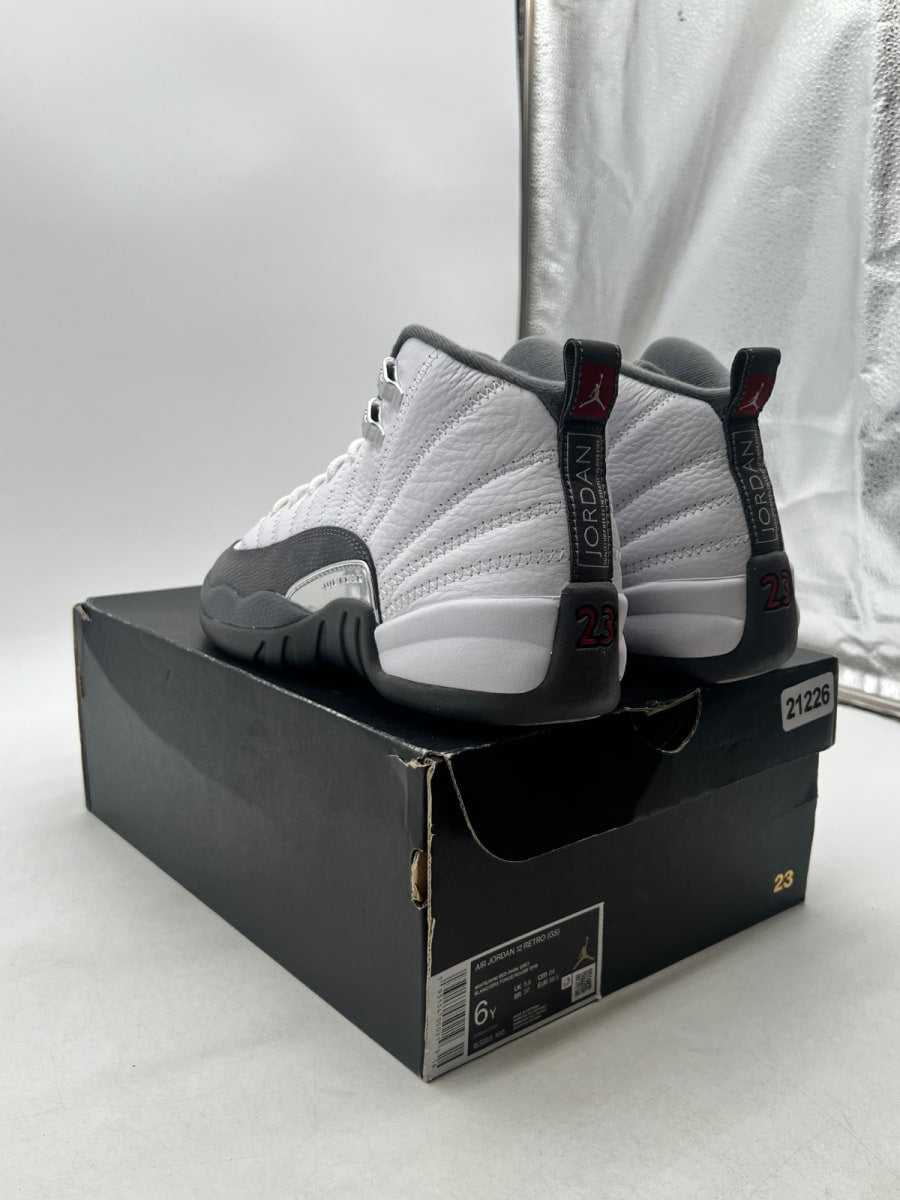 Jordan 12 Retro White Dark Grey (GS) 6Y (Lightly Worn Pre-Owned) - Image 6