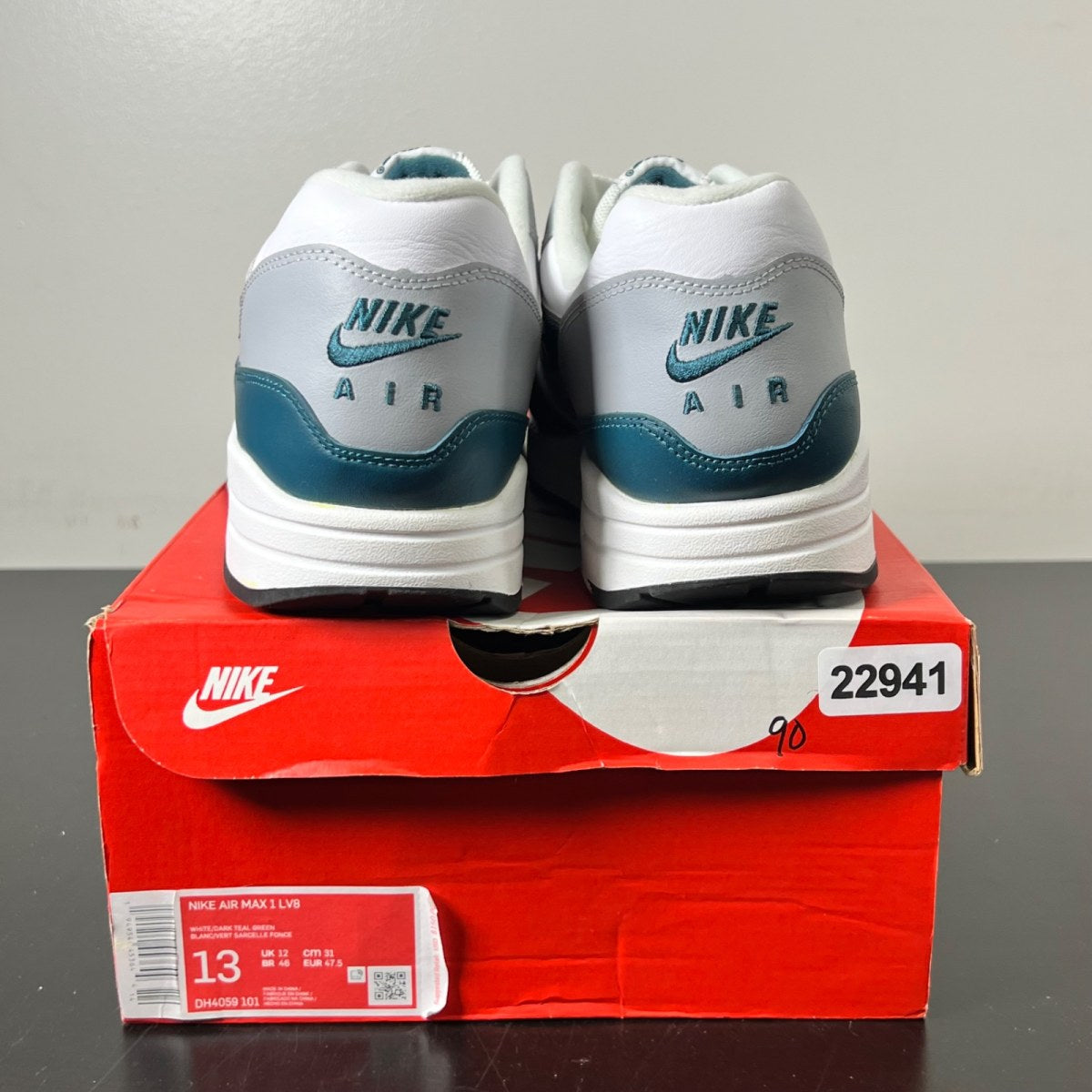 Nike Air Max 1 Dark Teal Green 13 (Lightly Worn Pre-Owned)NikeWhite/Dark Teal Green-Wolf Grey-Black - Image 5