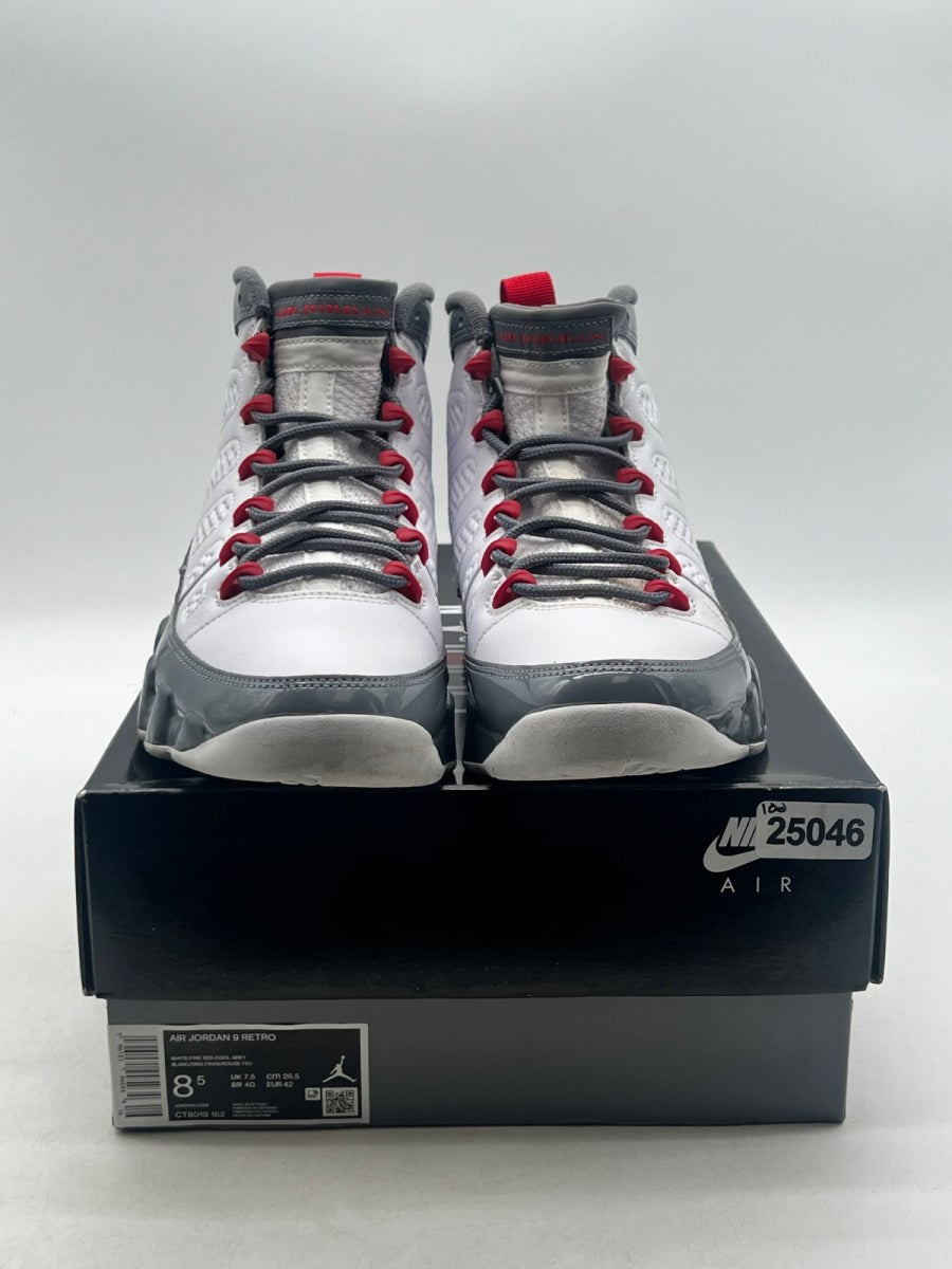 Jordan 9 Retro Fire Red 8.5 (Moderately Worn Pre-Owned)JordanWhite/Fire Red/Cool Grey - Image 2