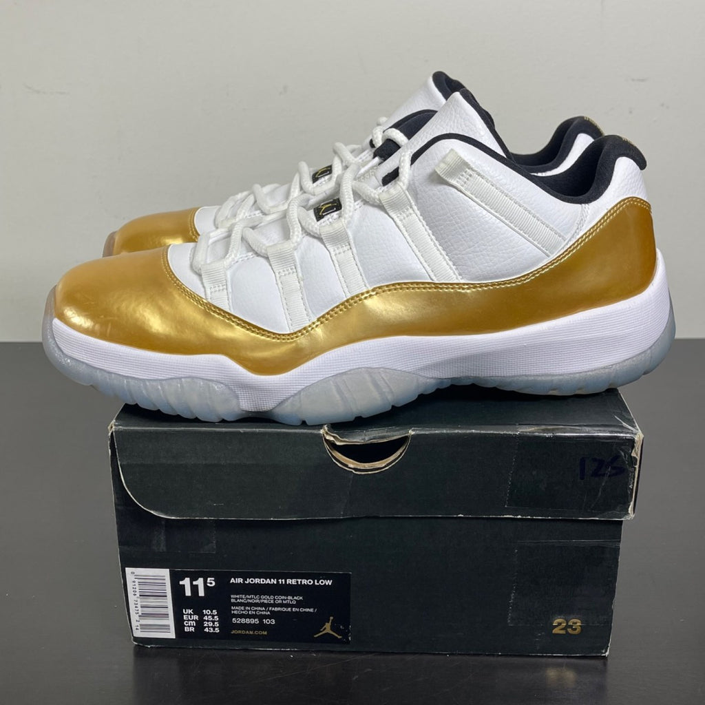 Jordan 11 Retro Low Closing Ceremony 11.5 (Moderately Worn Pre-Owned)JordanWhite/Metallic Gold Coin-Black - Image 3