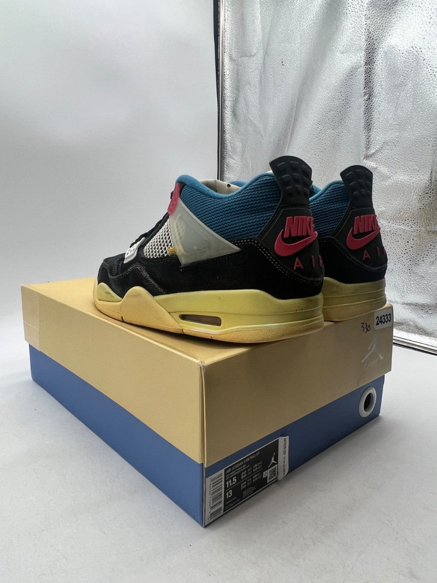 Jordan 4 Retro Union Off Noir 11.5 (Moderately Worn Pre-Owned)JordanOff-Noir/Brigade Blue-Dark Smoke Grey-Light Fusion Red - Image 6