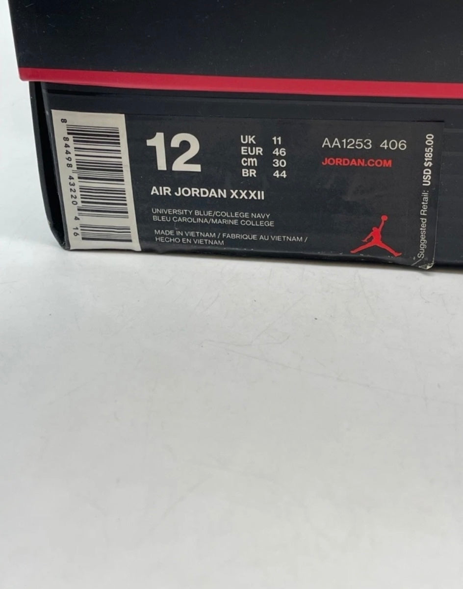Jordan XXXII UNC 12 (Moderately Worn Pre-Owned)JordanUniversity Blue/College Navy - Image 7