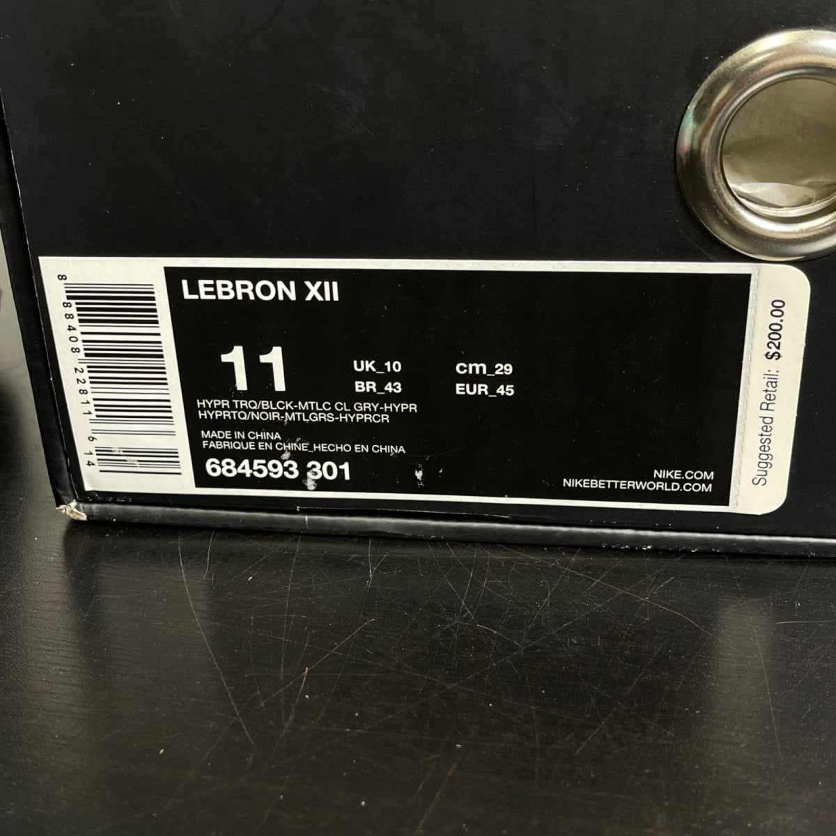 Nike LeBron 12 NSRL 11 (Moderately Worn Pre-Owned)NikeHyper Turquoise/Black-Metallic Cool Grey-Hyper Crimson - Image 7