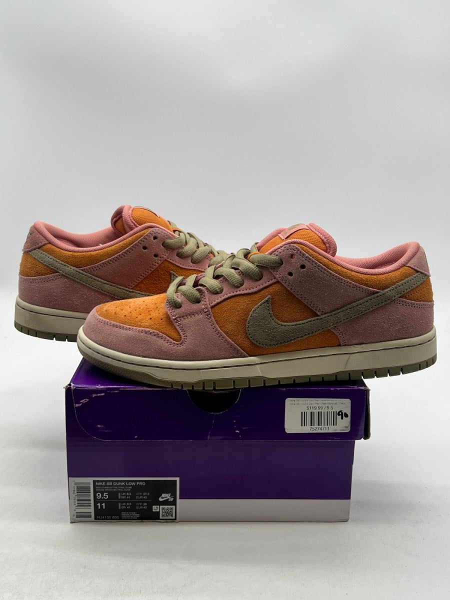 Nike SB Dunk Low Red Stardust 9.5 (Lightly Worn Pre-Owned)NikeRed Stardust/Neutral Olive-Monarch-Coconut Milk - Image 1