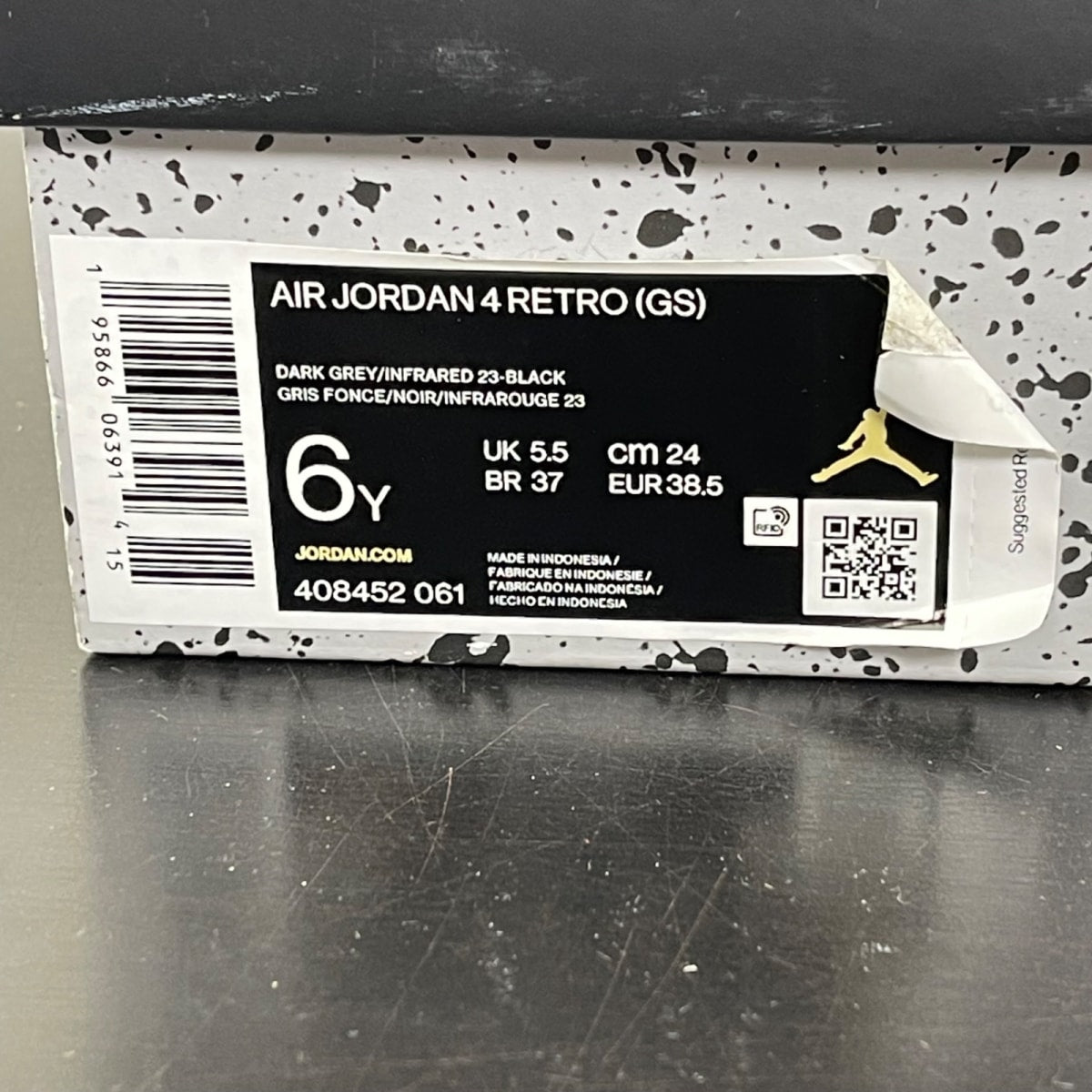 Jordan 4 Retro Infrared (GS) 6Y (Moderately Worn Pre-Owned)JordanDark Grey/Infrared 23-Black-Cement Grey - Image 7