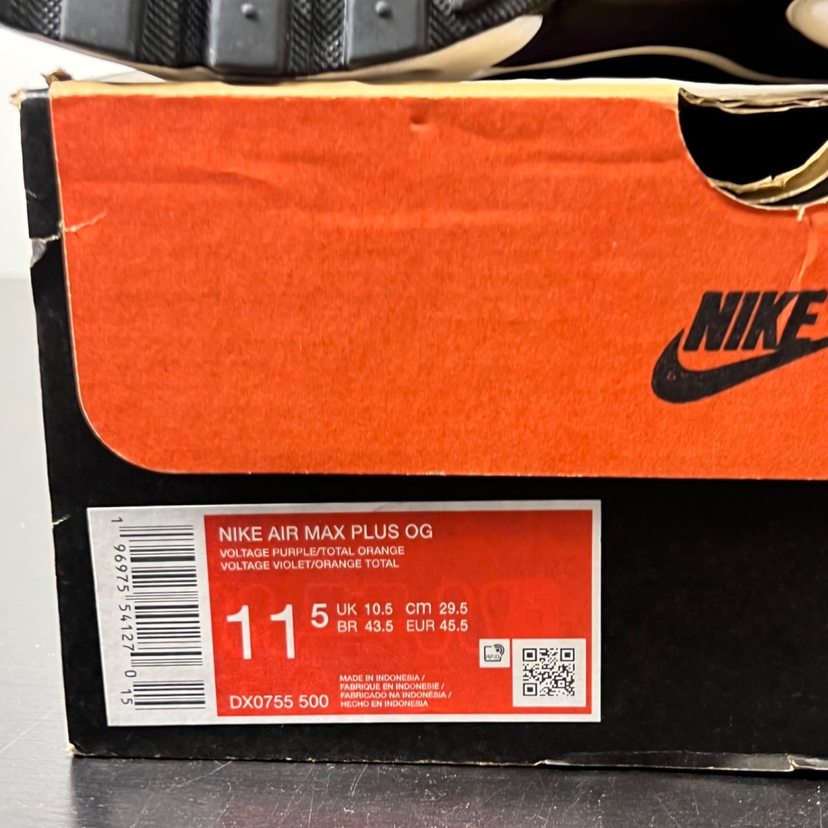 Nike Air Max Plus OG Voltage Purple (2024) 11.5 (Lightly Worn Pre-Owned)NikeVoltage Purple/Total Orange/Purple Agate - Image 6