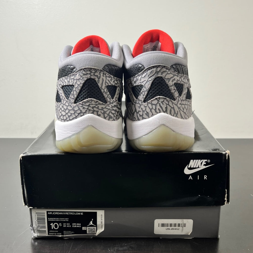 Jordan 11 Retro Low IE Black Cement 10.5 (Lightly Worn Pre-Owned)JordanBlack/Fire Red-Cement Grey-White - Image 4