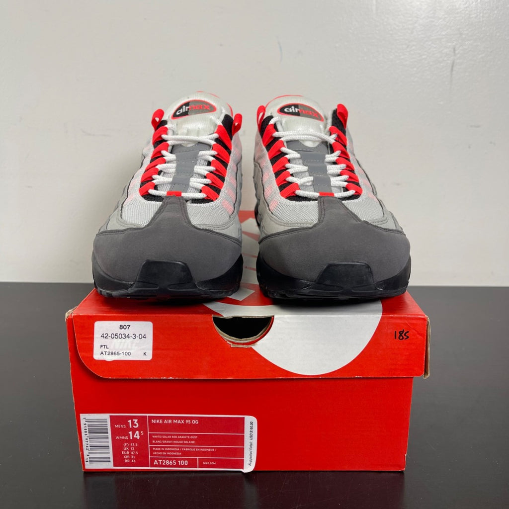 Nike Air Max 95 OG Solar Red (2018) 13 (Moderately Worn Pre-Owned)NikeWhite/Solar Red-Neutral Grey-Medium Grey - Image 2