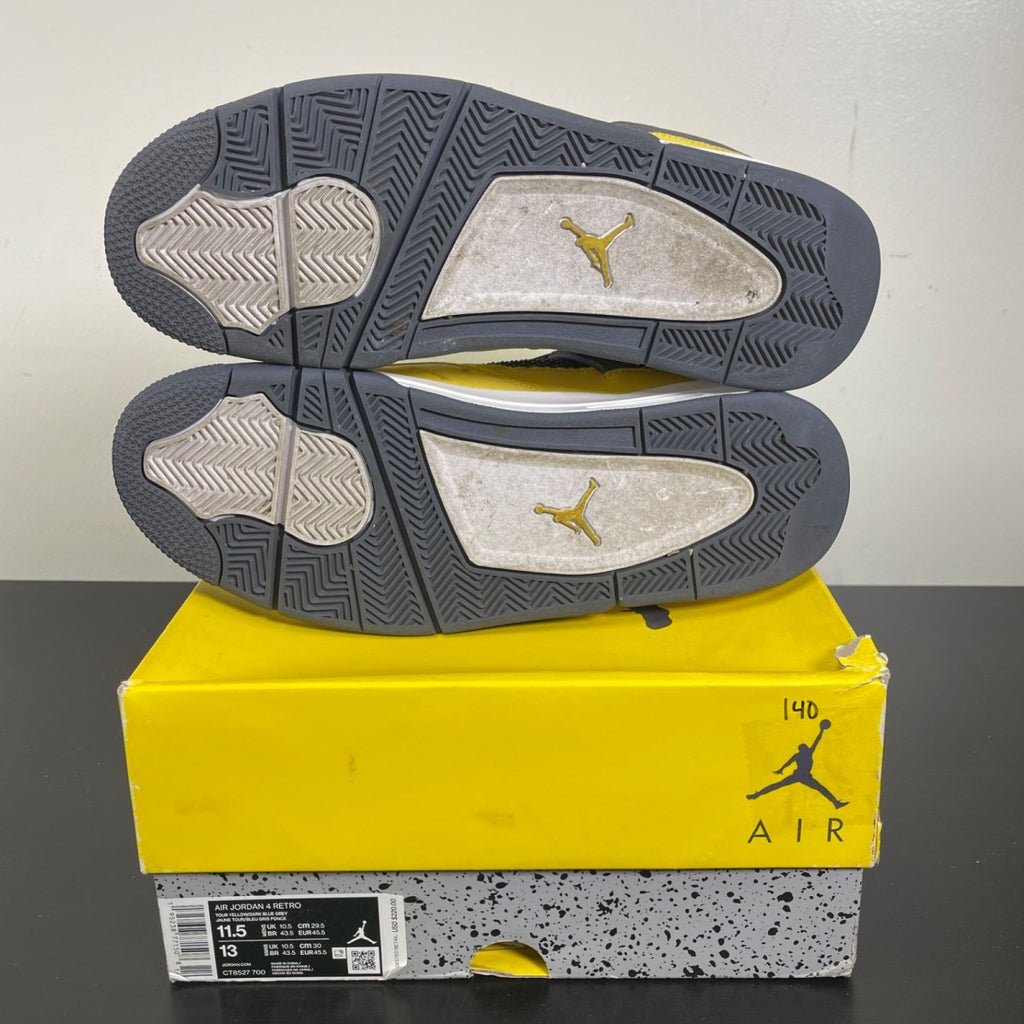 Jordan 4 Retro Lightning (2021) 11.5 (Moderately Worn Pre-Owned)JordanTour Yellow/White-Dark Blue Grey - Image 5