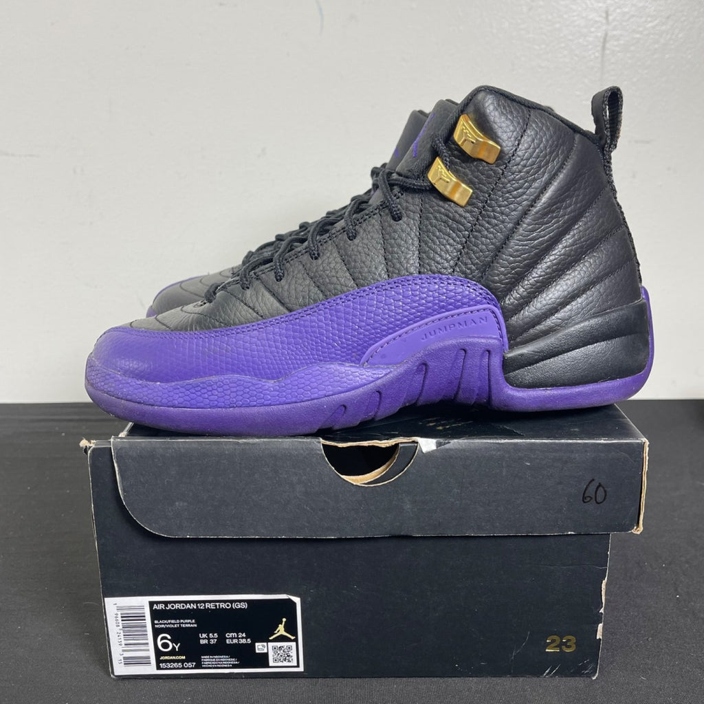 Jordan 12 Retro Field Purple (GS) 6Y (Moderately Worn Pre-Owned)JordanBlack/Field Purple/Taxi - Image 3