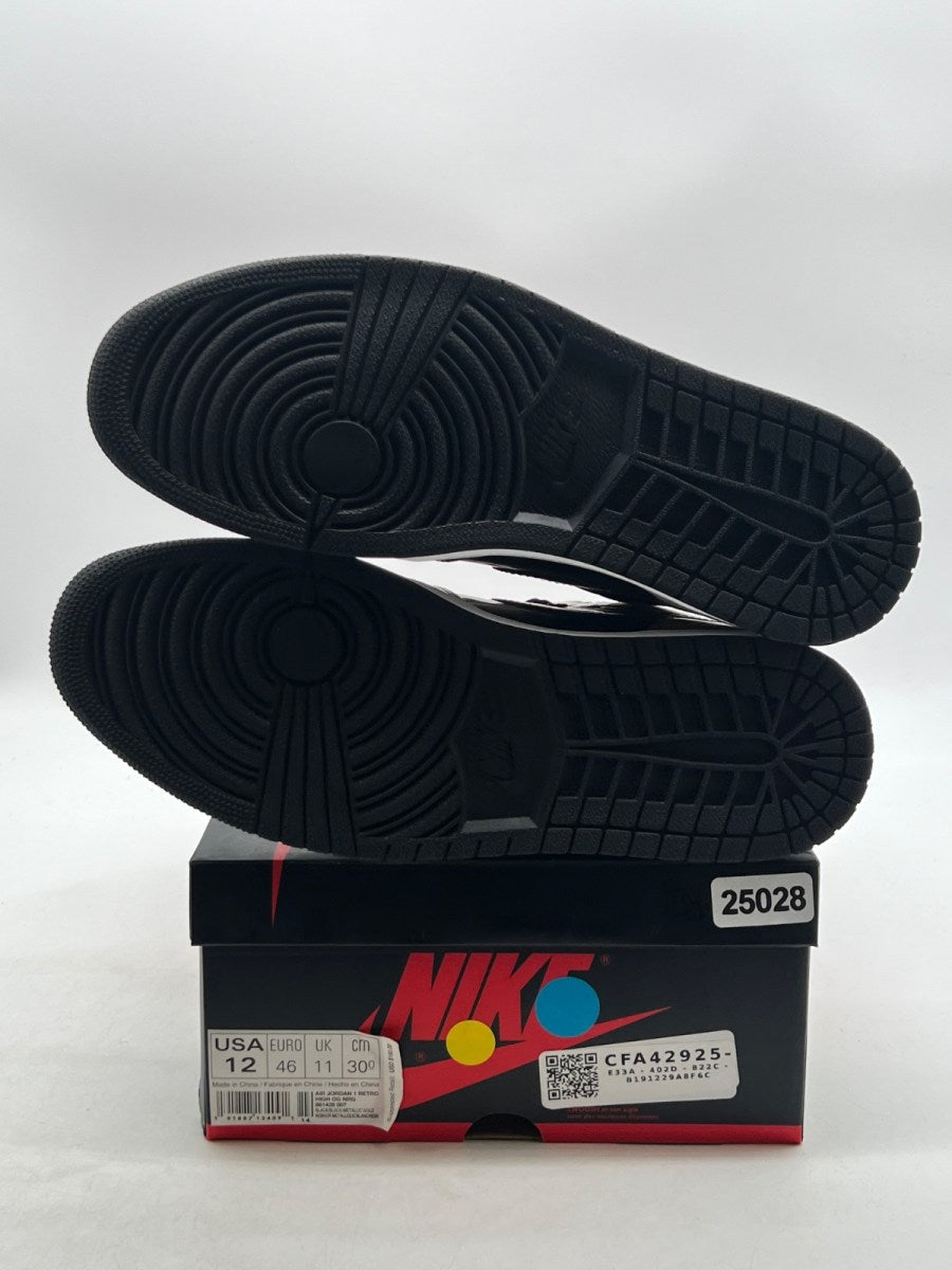 Jordan 1 Retro High NRG Patent Gold Toe 12 (Lightly Worn Pre-Owned)JordanBlack/Metallic Gold-Summit White - Image 8