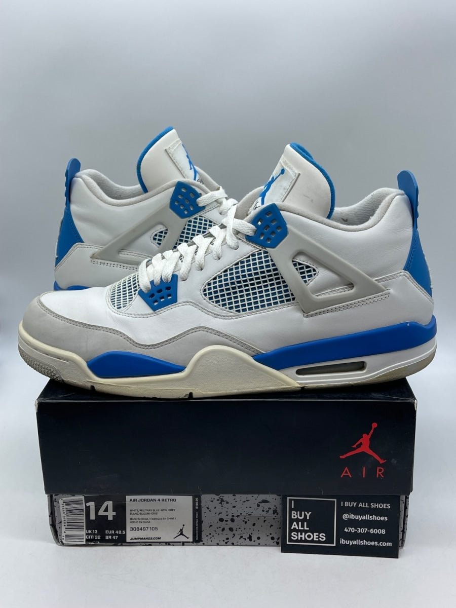 Jordan 4 Retro Military Blue (2012) 14 (Heavily Worn Pre-Owned) - Image 1