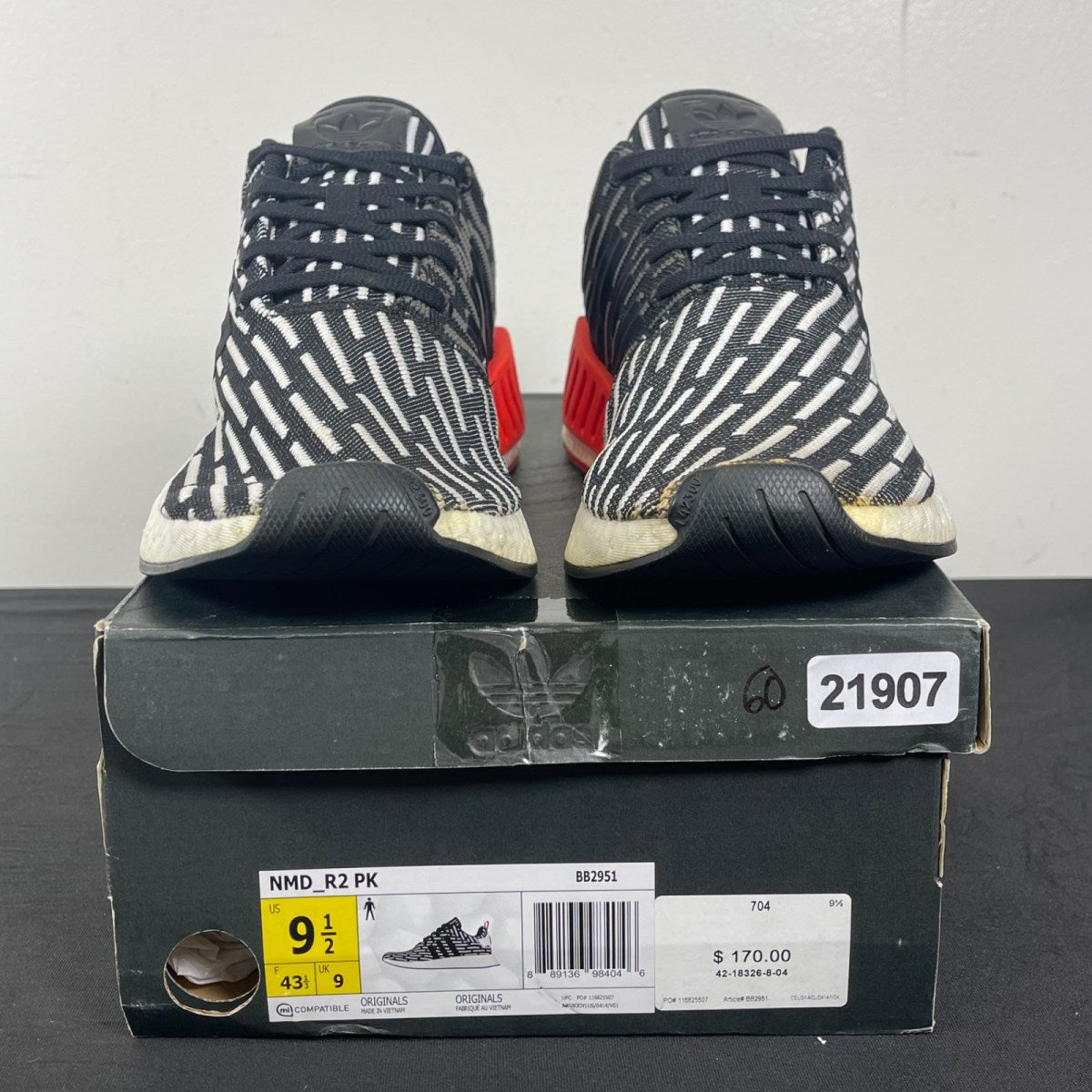 adidas NMD R2 Black White 9.5 (Moderately Worn Pre-Owned)adidasCore Black/Footwear White - Image 2