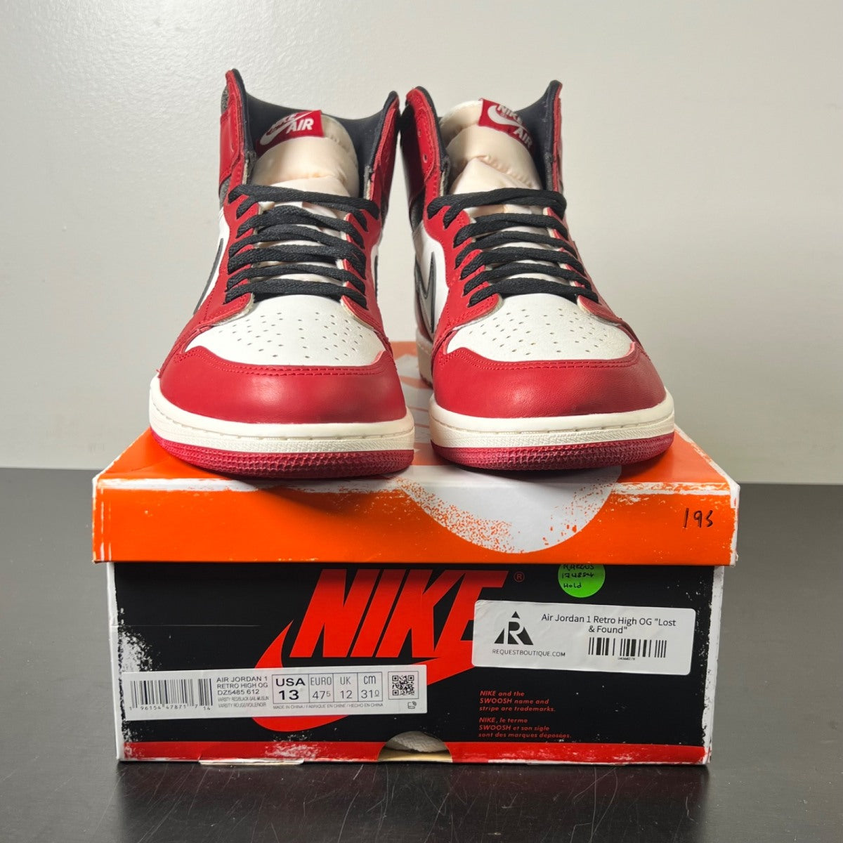 Jordan 1 Retro High OG Chicago Lost and Found 13 (Lightly Worn Pre-Owned)JordanVarsity Red/Black-Sail-Muslin - Image 2
