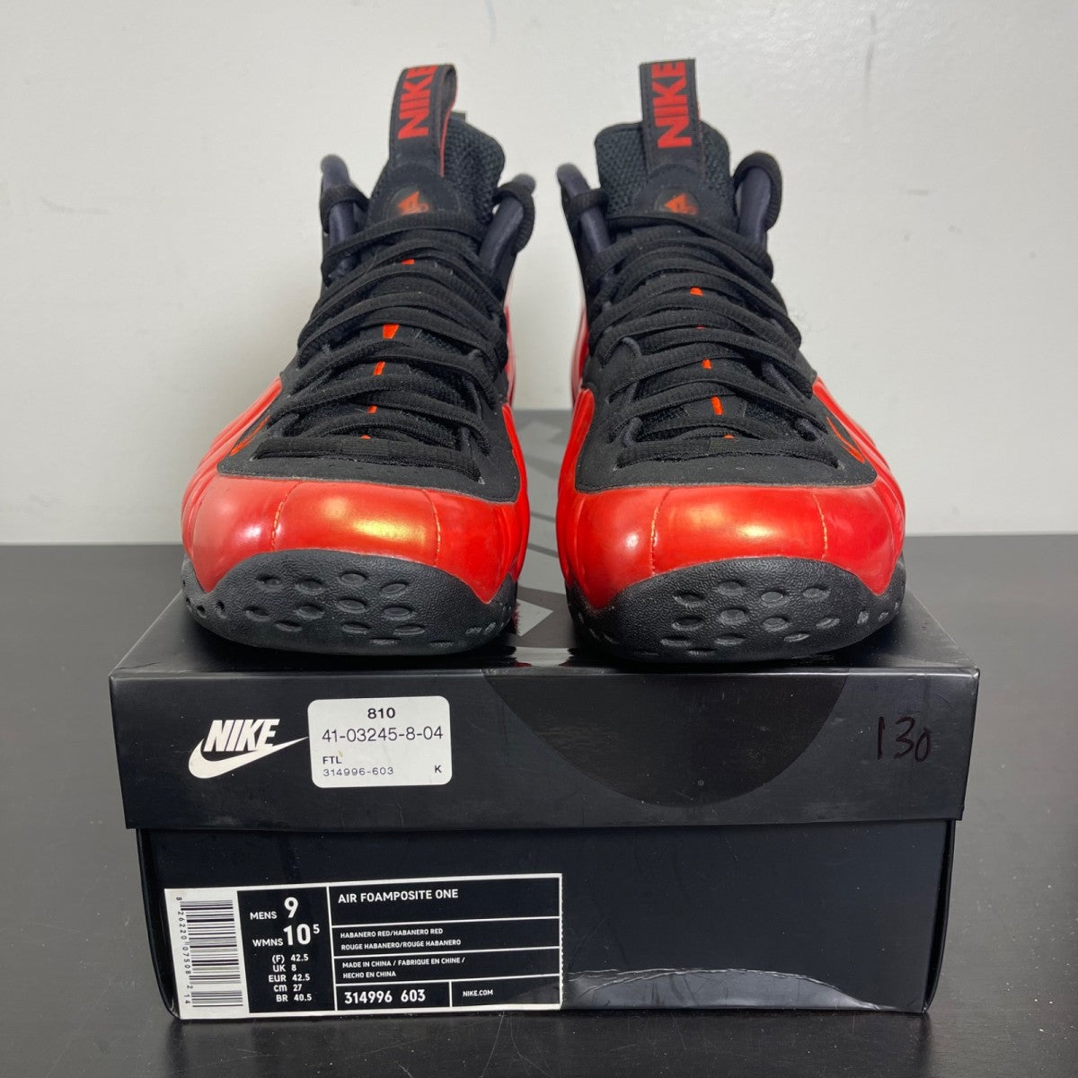 Nike Air Foamposite One Habanero Red 9 (Moderately Worn Pre-Owned)NikeHabanero Red/Habanero Red-Black - Image 2