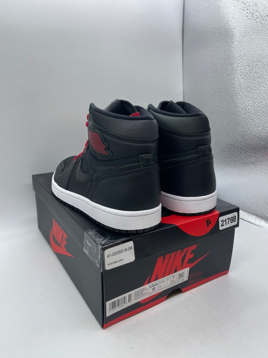 Jordan 1 Retro High Black Satin Gym Red 8 (Moderately Worn Pre-Owned)JordanBlack/Gym Red-Black-White - Image 4