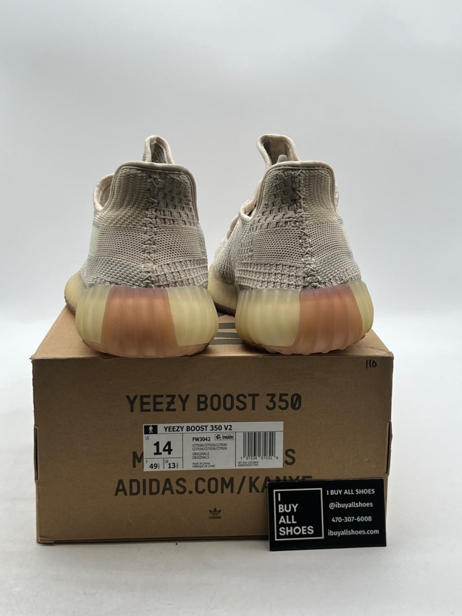 adidas Yeezy Boost 350 V2 Citrin (Non-Reflective) 14 (Moderately Worn Pre-Owned) - Image 3