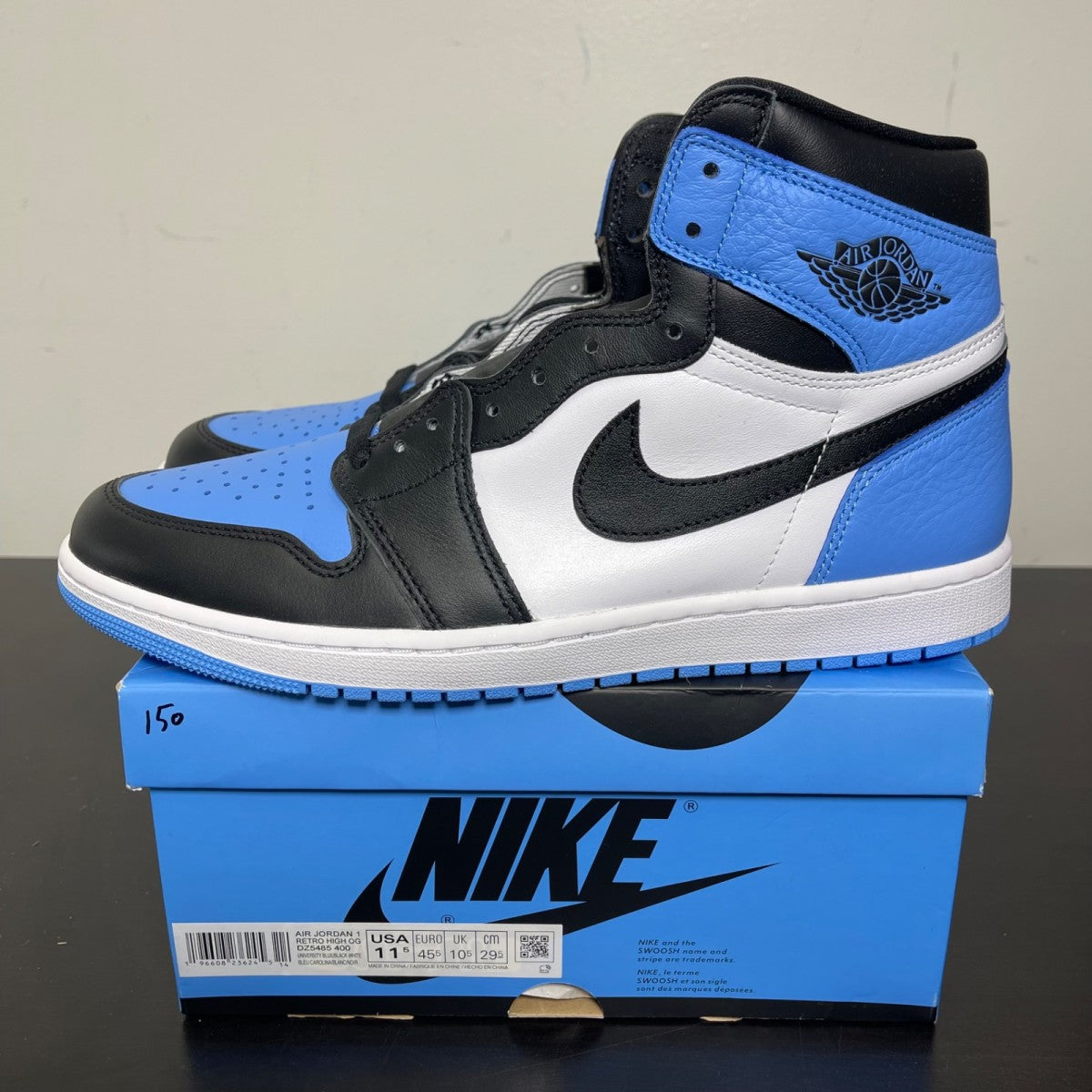 Jordan 1 Retro High OG UNC Toe 11.5 (New Pre-Owned)JordanUniversity Blue/Black/White - Image 3