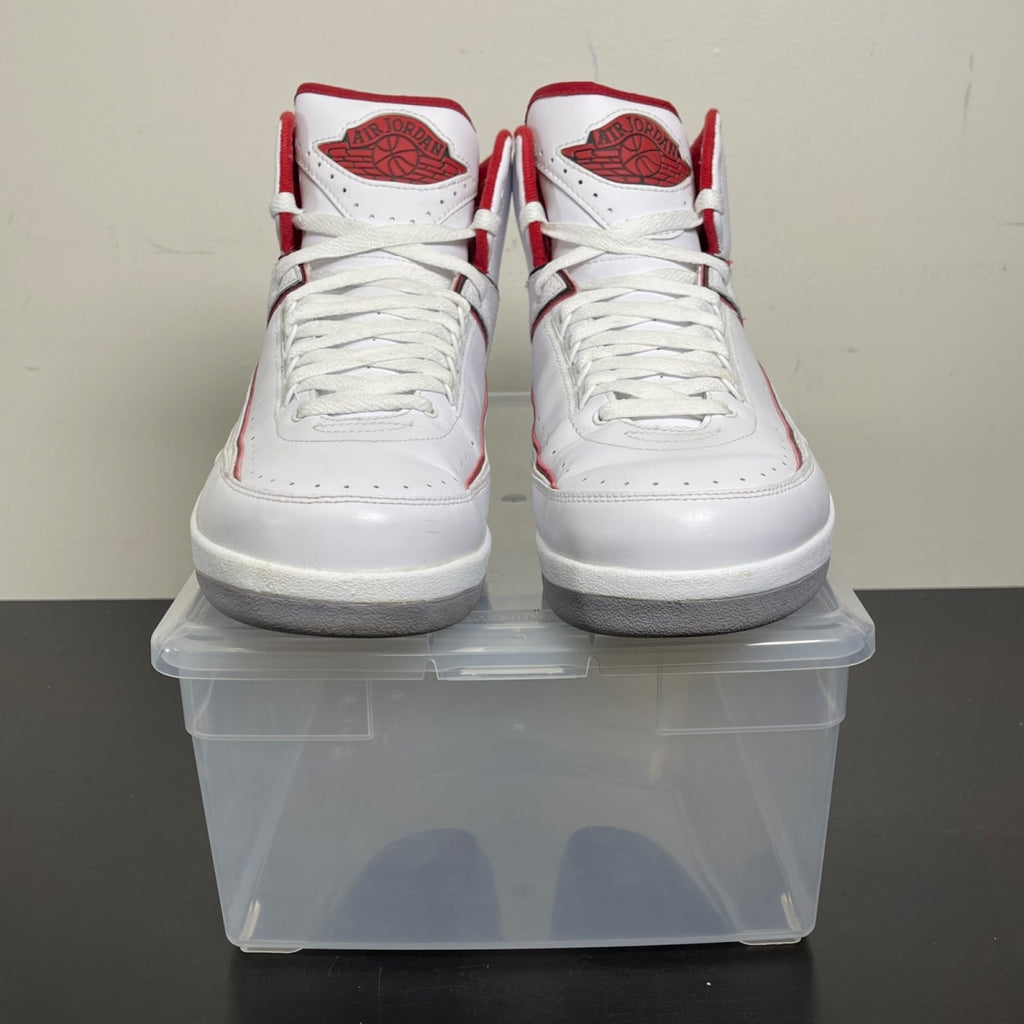 Jordan 2 Retro White Red (2014) 12 (Moderately Worn Pre-Owned)JordanWhite/Black-Varsity Red-Cement Grey - Image 2