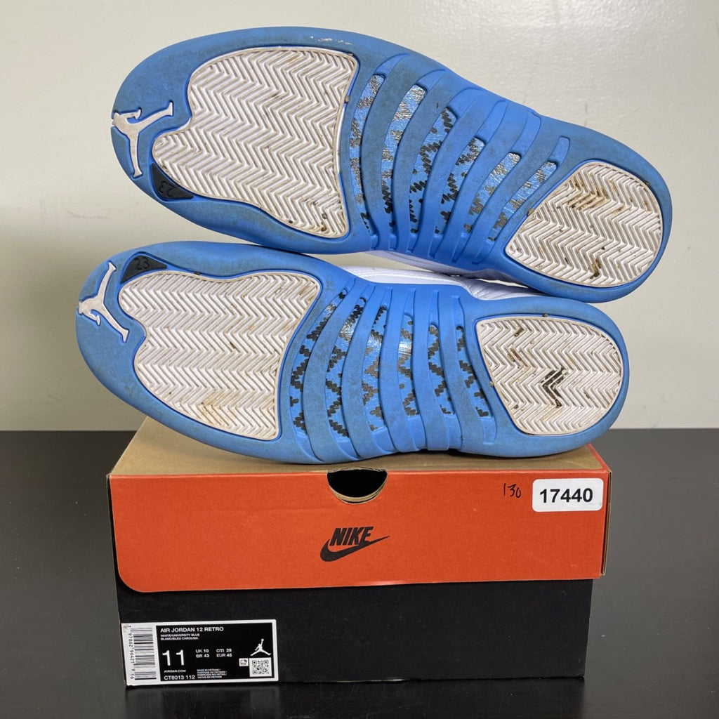 Jordan 12 Retro Melo (2025) 11 (Moderately Worn Pre-Owned)JordanWhite/University Blue/Metallic Silver - Image 5