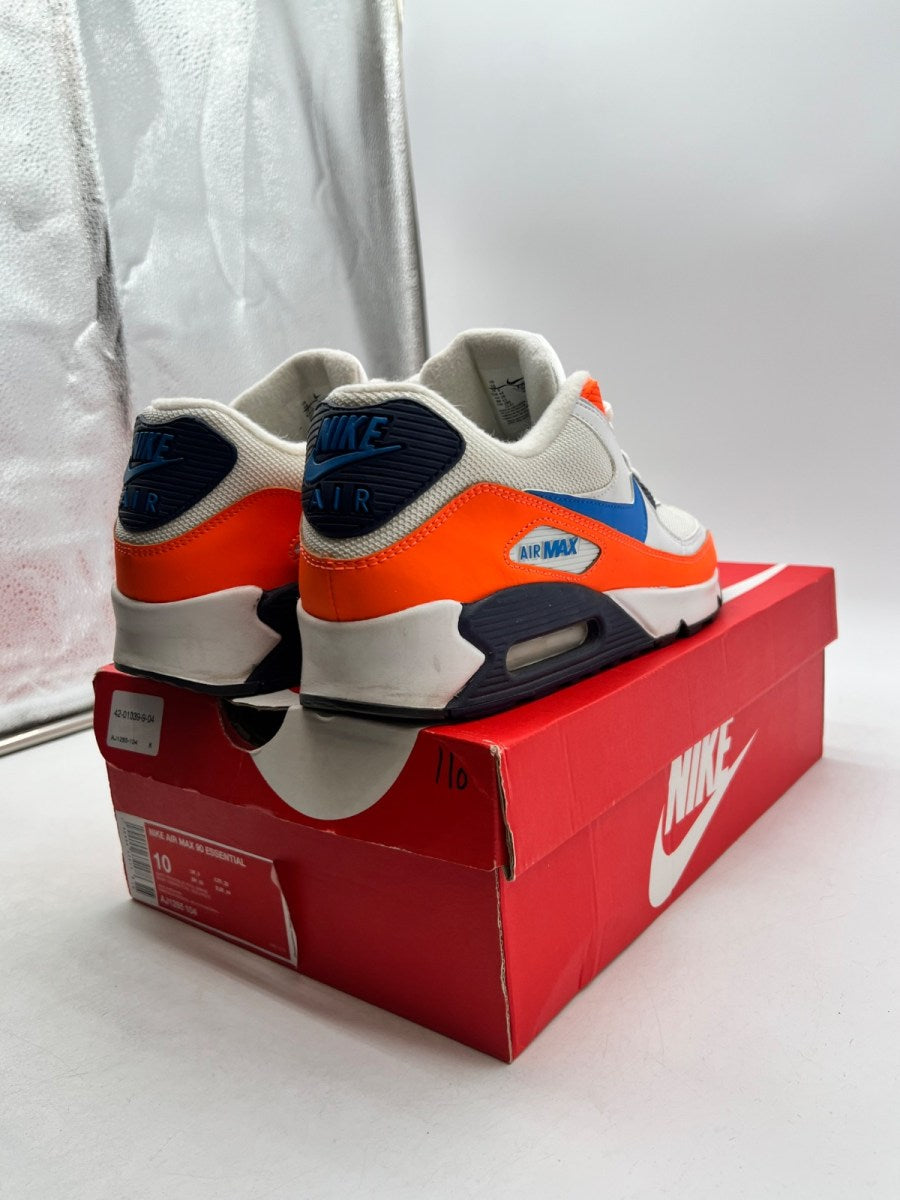 Nike Air Max 90 White Photo Blue Total Orange 10 (Moderately Worn Pre-Owned)NikeWhite/Photo Blue-Total Orange-Midnight Navy-Dark Grey - Image 5