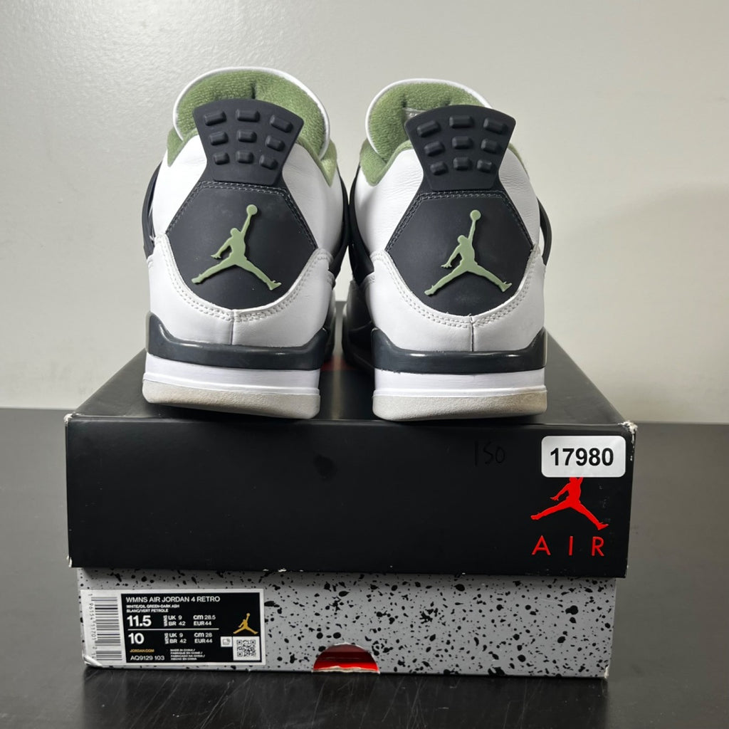 Jordan 4 Retro Seafoam (Women's) 11.5W (Moderately Worn Pre-Owned)JordanWhite/Seafoam/Dark Ash/Neutral Grey - Image 4