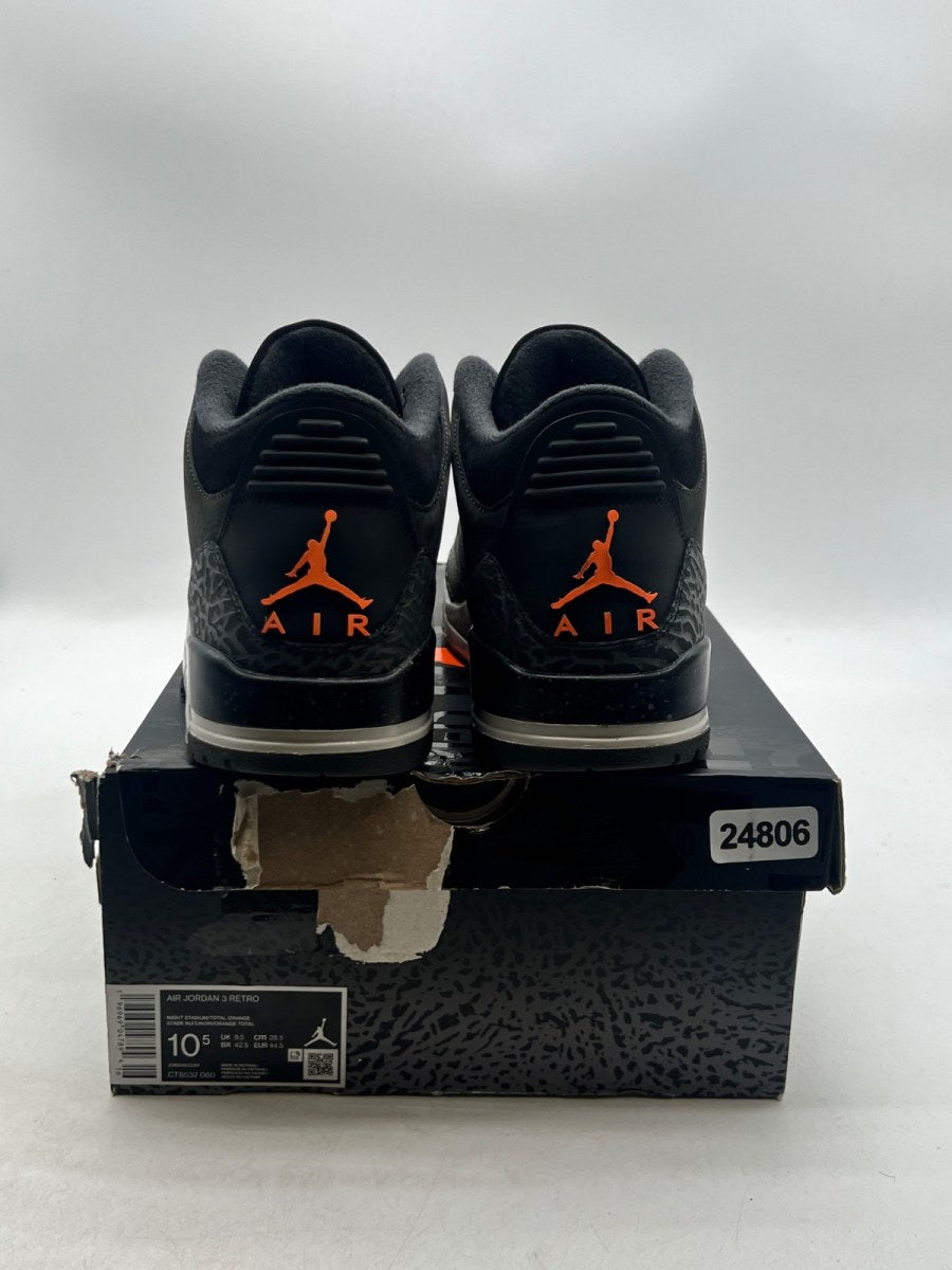 Jordan 3 Retro Fear Pack (2023) 10.5 (Lightly Worn Pre-Owned)JordanNight Stadium/Total Orange-Black-Flat Pewter-Neutral Grey - Image 3
