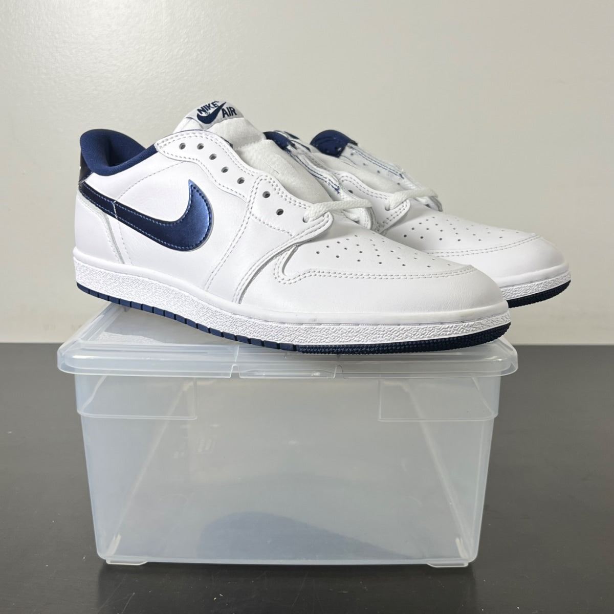 Jordan 1 Retro Low '85 Metallic Blue 11.5 (Lightly Worn Pre-Owned)JordanSummit White/Navy-White - Image 1