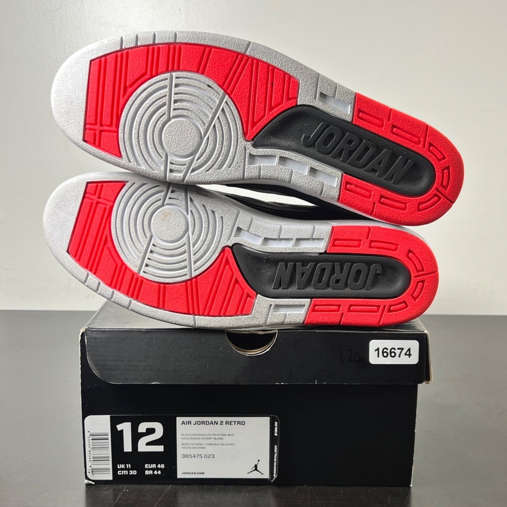 Jordan 2 Retro Infrared Cement 12 (Lightly Worn Pre-Owned)JordanBlack/Infrared 23-Pure Platinum-White - Image 6