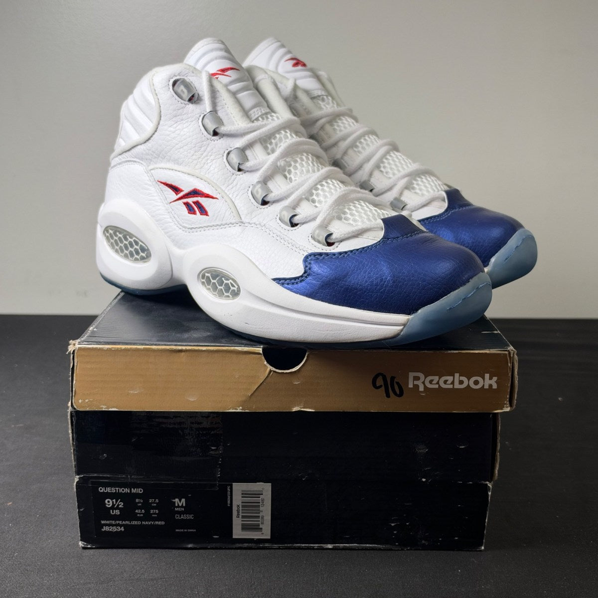 Reebok Question Mid Blue Toe (2016) (Size 9.5) - Image 1