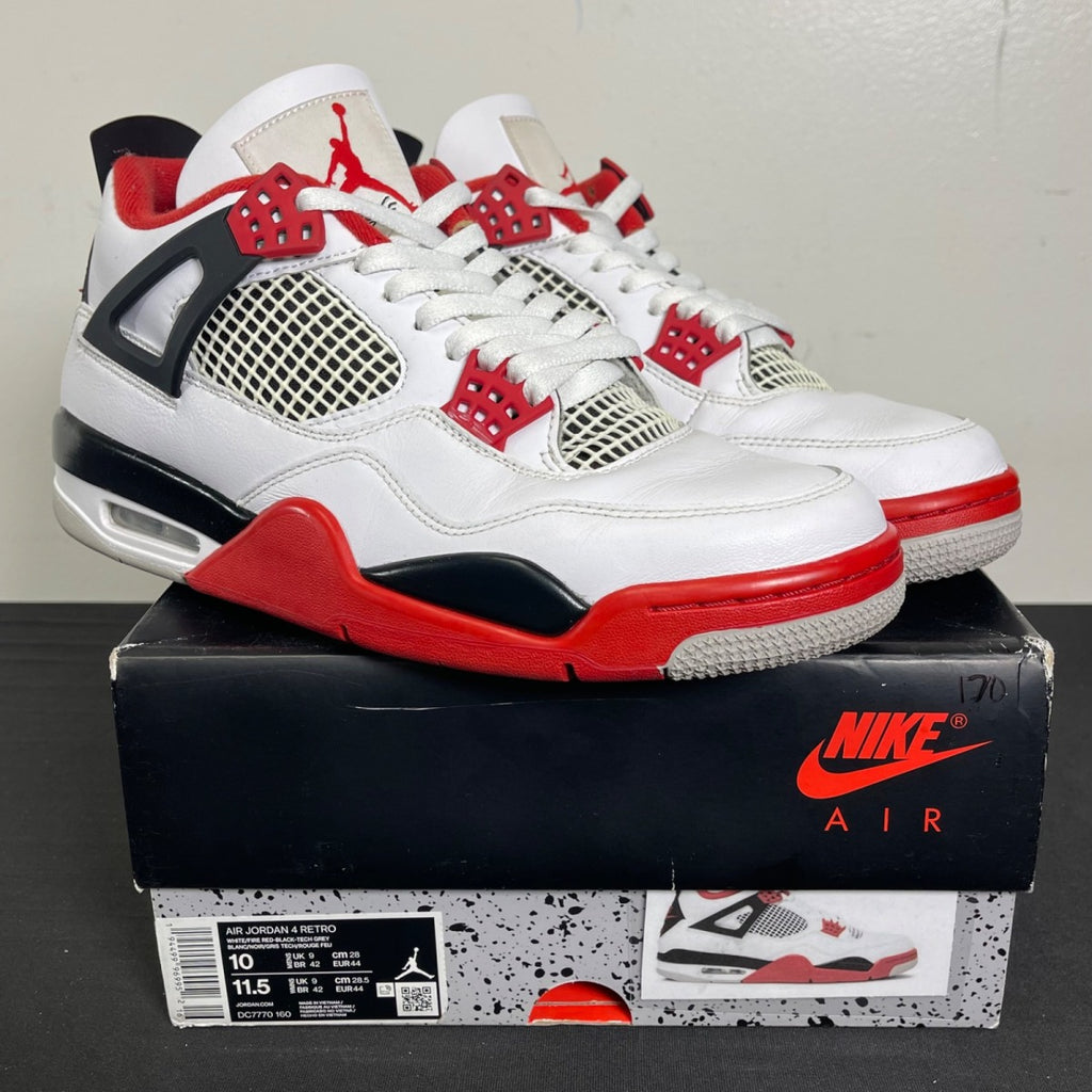 Jordan 4 Retro Fire Red (2020) 10 (Moderately Worn Pre-Owned)JordanWhite/Black-Tech Grey-Fire Red - Image 1