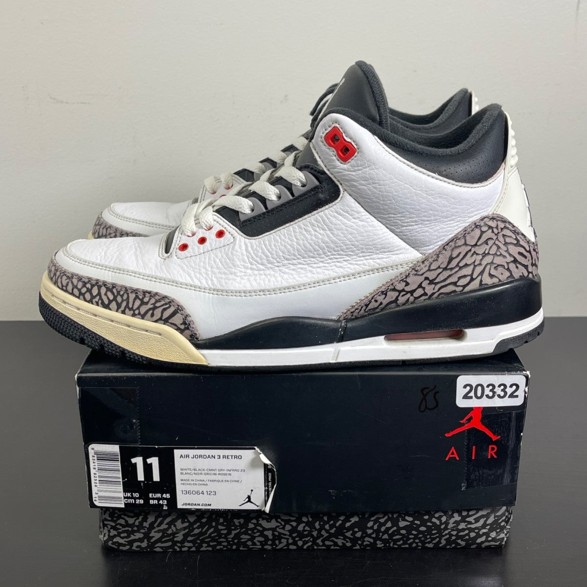 Jordan 3 Retro Infrared 23 11 (Moderately Worn Pre-Owned)JordanWhite/Cement Grey-Infrared 23-Black - Image 3