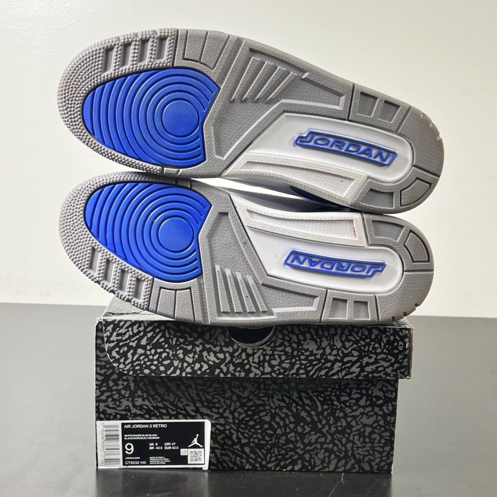 Jordan 3 Retro Racer Blue (Size 9) Lightly Worn - Image 5