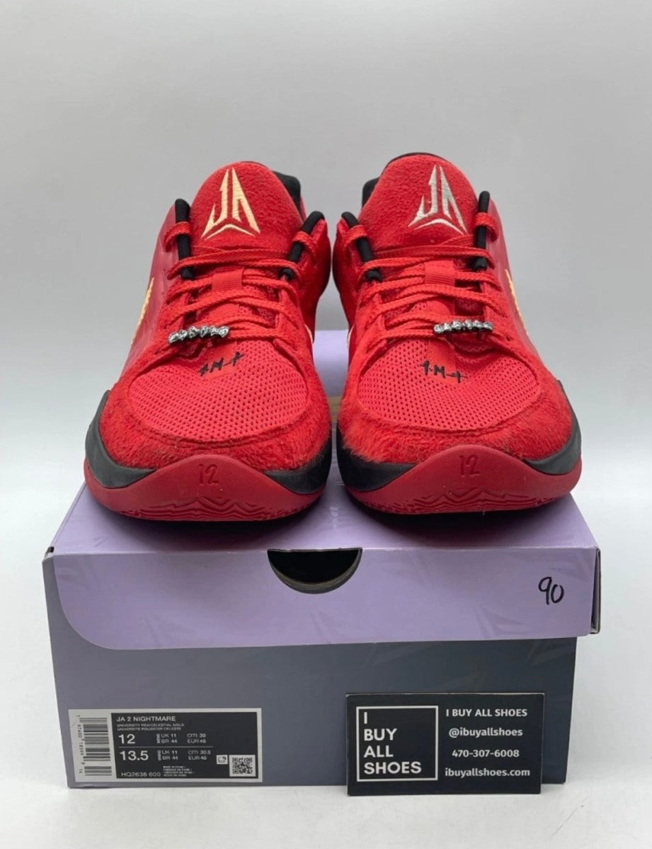 Nike Ja 2 Nightmare 12 (Lightly Worn Pre-Owned)NikeUniversity Red/Celestial Gold/Black/Jade Horizon - Image 2