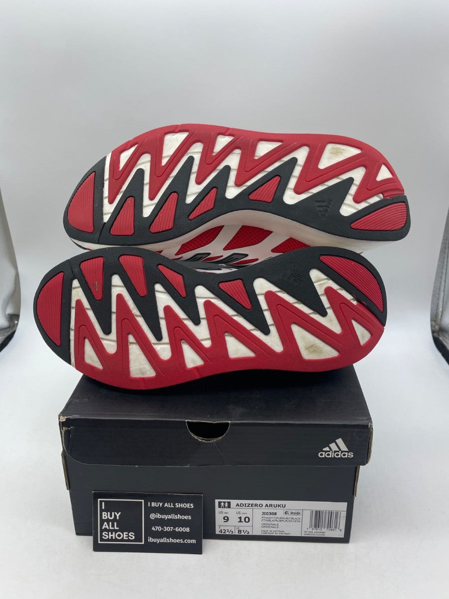 adidas Adizero Aruku White Pure Ruby 9 (Moderately Worn Pre-Owned) - Image 7