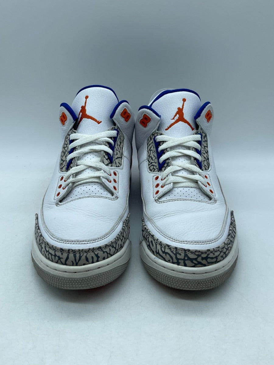 Jordan 3 Retro Knicks 11 (Moderately Worn Pre-Owned)JordanWhite/Old Royal-University Orange-Tech Grey - Image 2