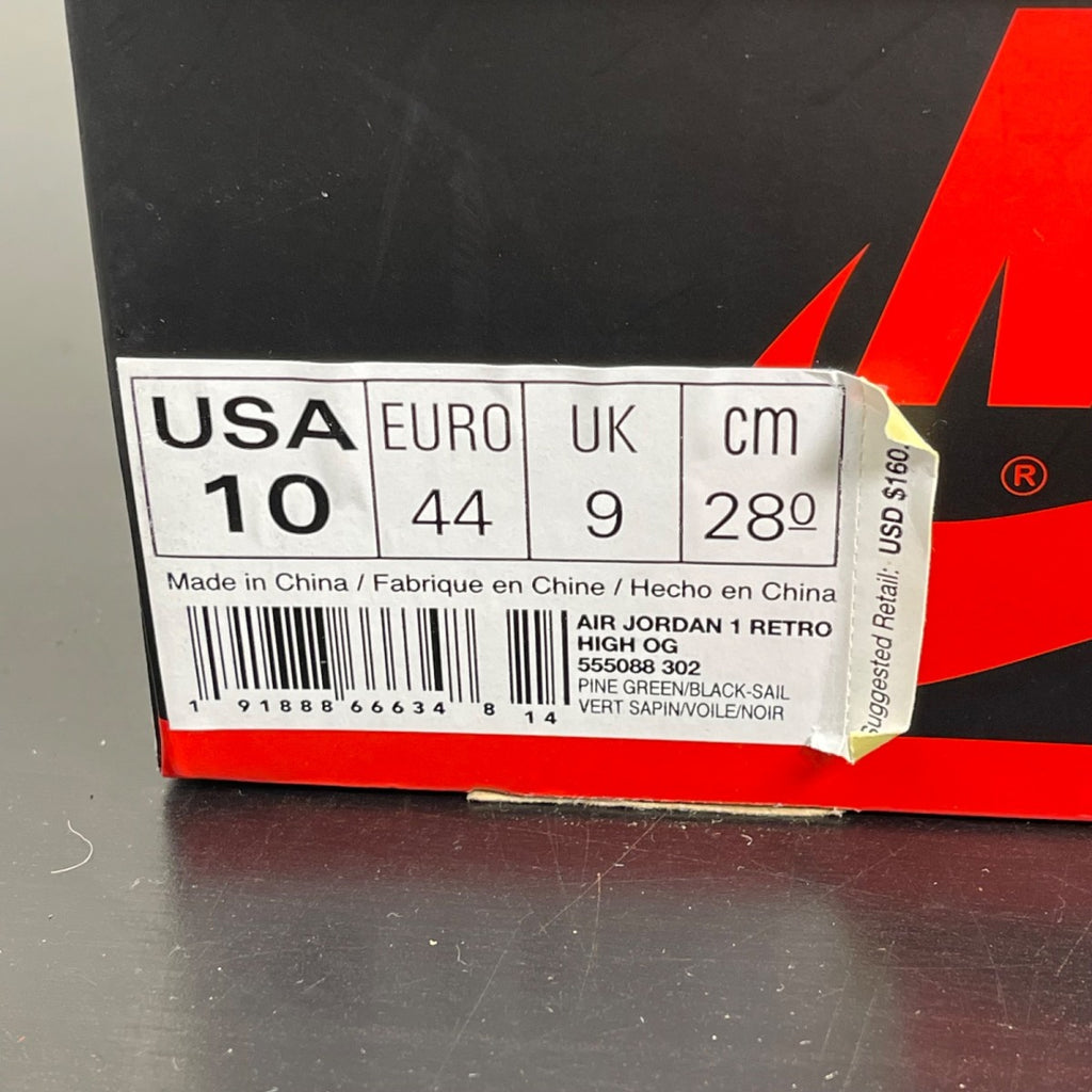 Jordan 1 Retro High Pine Green 10 (Moderately Worn Pre-Owned)JordanPine Green/Sail-Black - Image 7