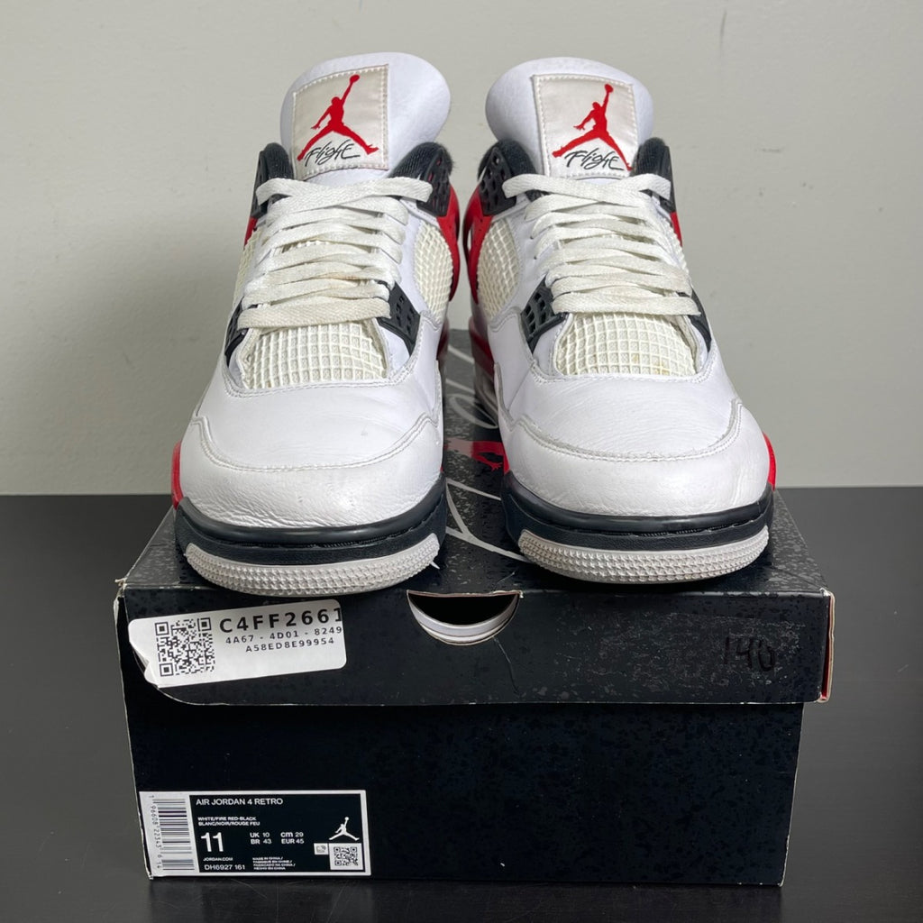 Jordan 4 Retro Red Cement 11 (Moderately Worn Pre-Owned)JordanWhite/Fire Red/Black/Neutral Grey - Image 2