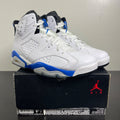 Jordan 6 Retro Sport Blue (2014) 9.5 (Moderately Worn Pre-Owned)JordanWhite/Sport Blue-Black - Image 1