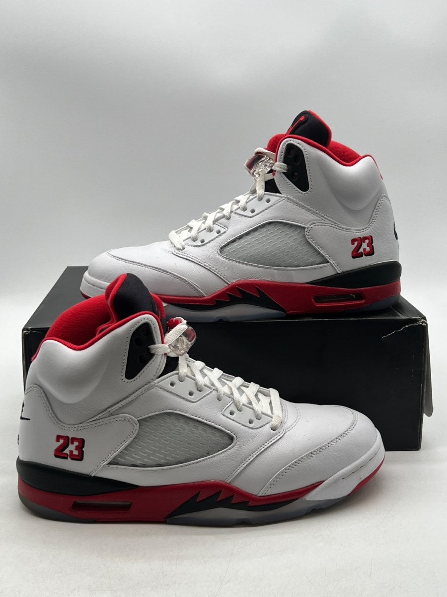 Jordan 5 Retro Fire Red Black Tongue (2025) 12 (Lightly Worn Pre-Owned)JordanWhite/Fire Red/Black - Image 1