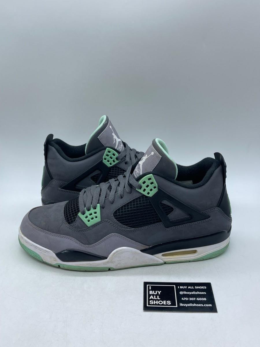 Jordan 4 Retro Green Glow 13 (Heavily Worn Pre-Owned) - Image 1