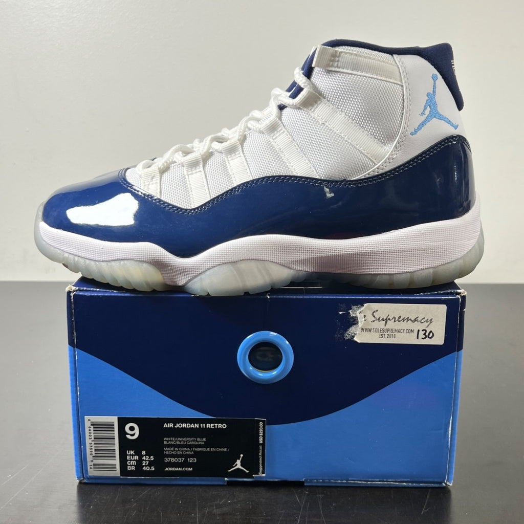 Jordan 11 Retro UNC Win Like 82 9 (Lightly Worn Pre-Owned)JordanWhite/University Blue-Midnight Navy - Image 3