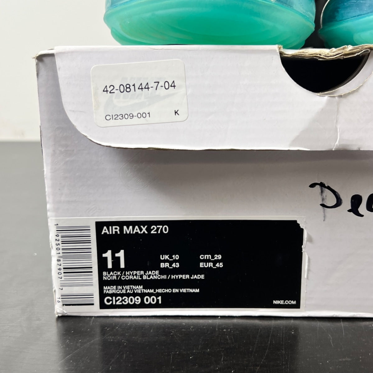 Nike Air Max 270 Have a Nike Day 11 (Moderately Worn Pre-Owned)NikeBlack/Hyper Jade-Bleached Coral-Space Purple - Image 5