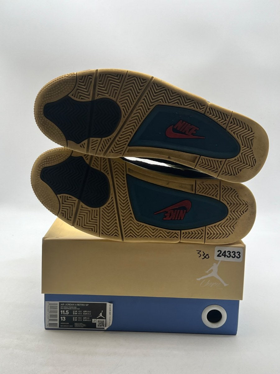 Jordan 4 Retro Union Off Noir 11.5 (Moderately Worn Pre-Owned)JordanOff-Noir/Brigade Blue-Dark Smoke Grey-Light Fusion Red - Image 8