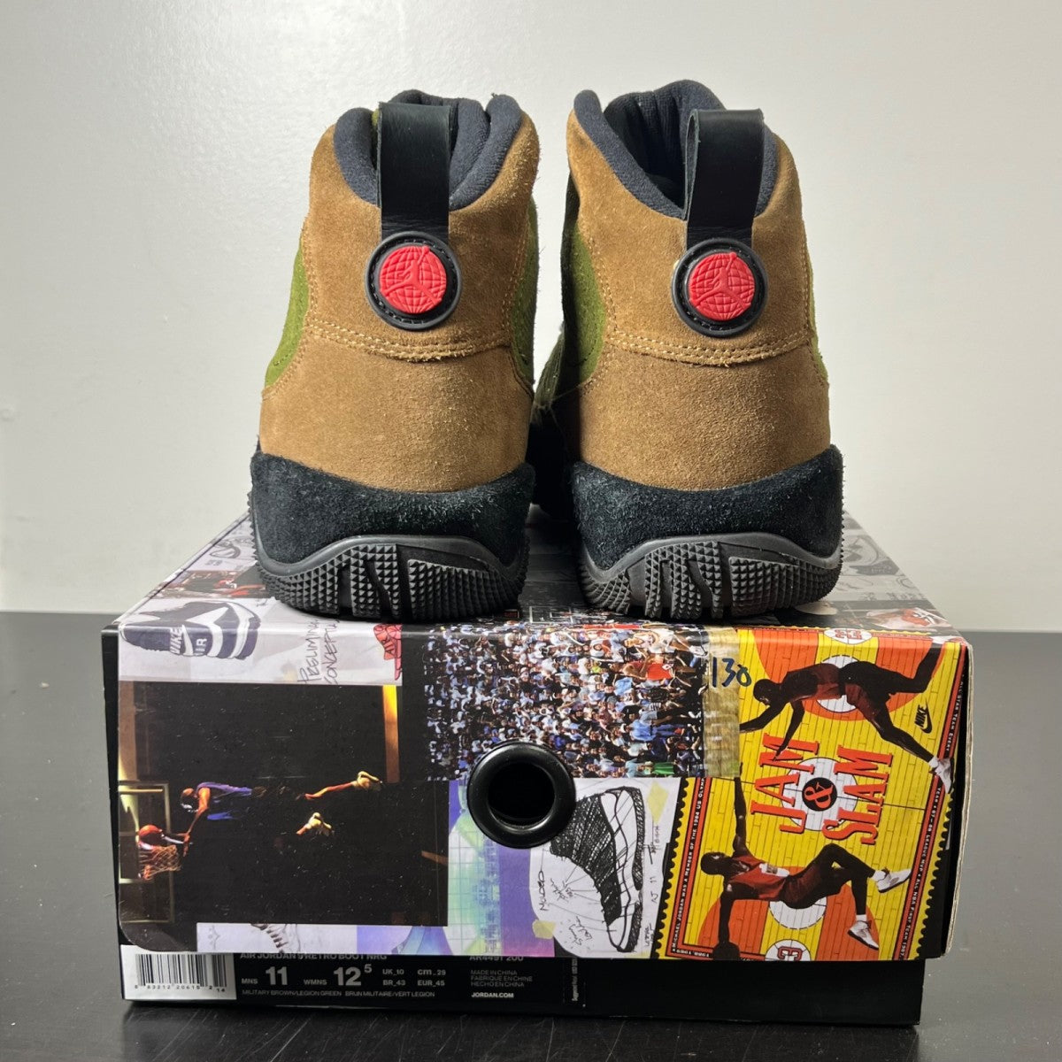 Jordan 9 Retro Boot NRG Military Brown 11 (Lightly Worn Pre-Owned)JordanMilitary Brown/Legion Green-University Red-Black - Image 5