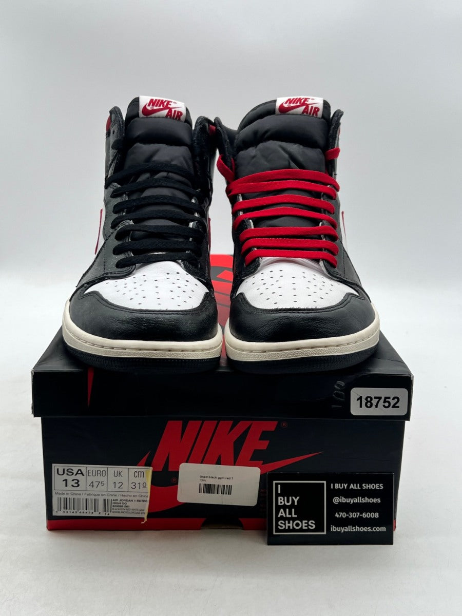 Jordan 1 Retro High Black Gym Red 13 (Lightly Worn Pre-Owned) - Image 2