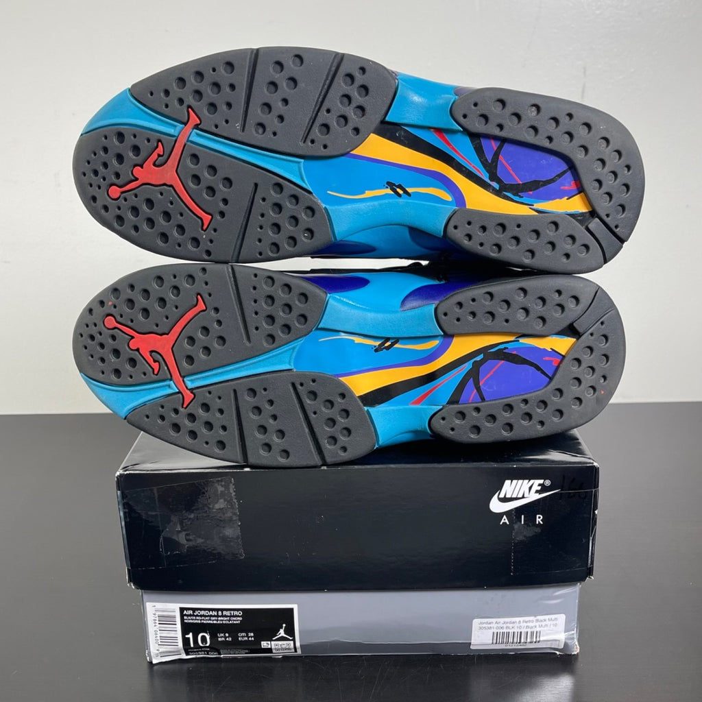 Jordan 8 Retro Aqua (2025) 10 (Moderately Worn Pre-Owned)JordanBlack/True Red-Iron Grey-Bright Concord-Aquatone - Image 5